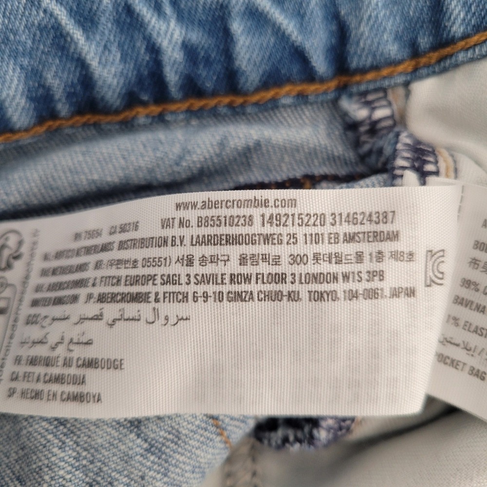 Abercrombie & Fitch Mom Shorts Womens Sz 28/6 Blue Curve Love High Rise Raw Hem - Picture 5 of 13